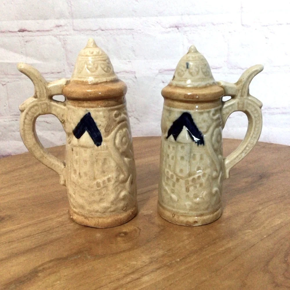 Vintage Ceramic Stein Salt and Pepper Shaker Pair